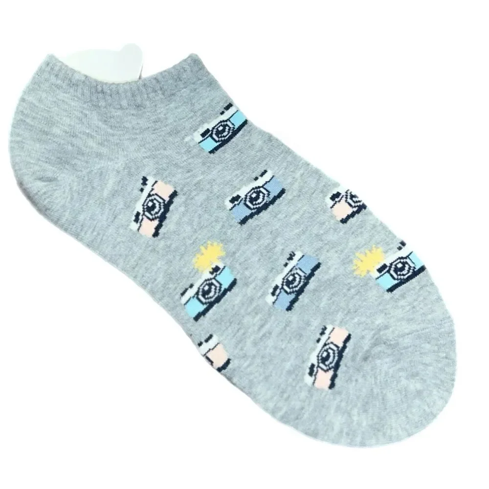 Women’s Two-Pack No-Show Socks - Retro Camera/Stripe NWOT